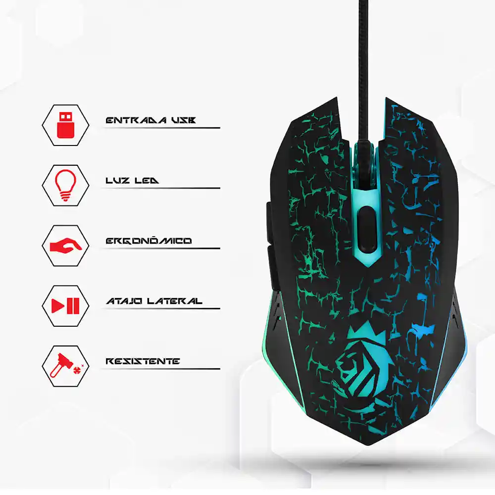 Miniso Mouse Con Luces De Colores Gaming Negro