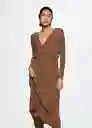 Vestido Linus3 Marron Talla L Mujer Mango