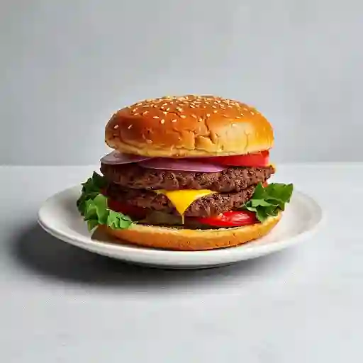 Hamburguesa doble carne + papas + gaseos