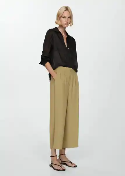 Pantalón Burbu-H Khaki Talla L Mujer Mango