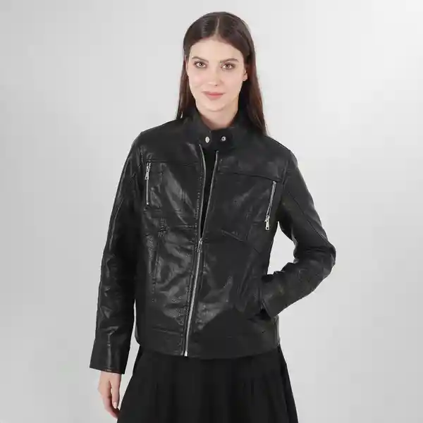Chaqueta Biker Imitación Piel Negro L Fuera de Serie