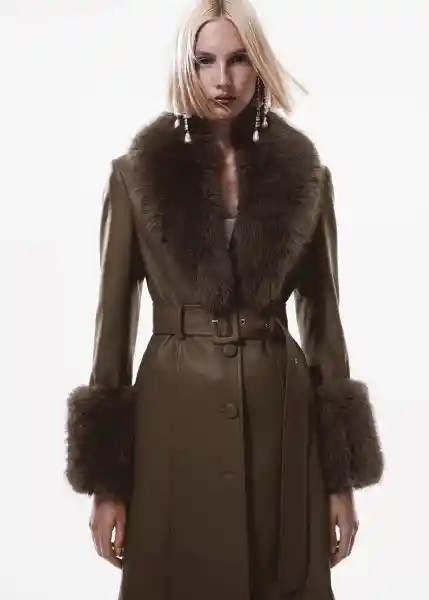 Abrigo Fernanda Khaki Talla L Mujer Mango