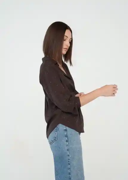 Camisa Annie Mujer Café Ristretto Talla M 419g332 Naf Naf