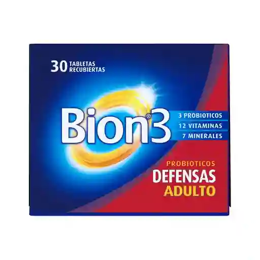 Bion3 Defensas Multivitaminico con Minerales y Probioticos 30 tabletas