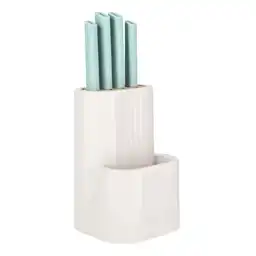 Set de Cuchillos Con Stand Blanco y Celeste 0001 Casaideas