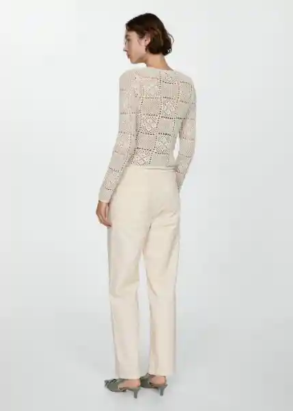 Pantalón Suki Off-White Talla L Mujer Mango