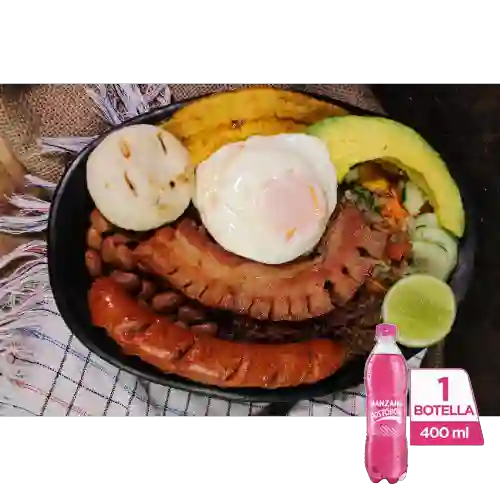 Combo Bandeja Paisa + Postobón Manzana 400 ml