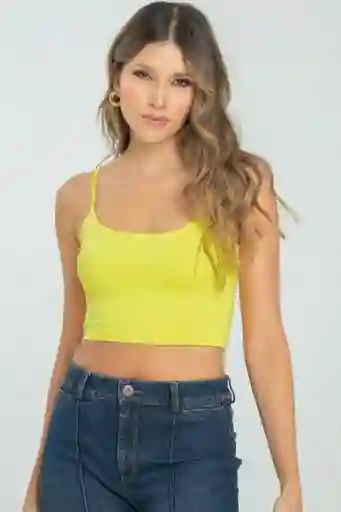 Crop Top Tiras Malibu Color Amarillo Brillante Talla S Ragged