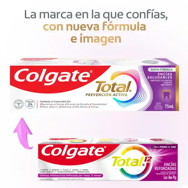 Crema Dental Colgate Total 12 Encias Reforzadas 75 mL x 3