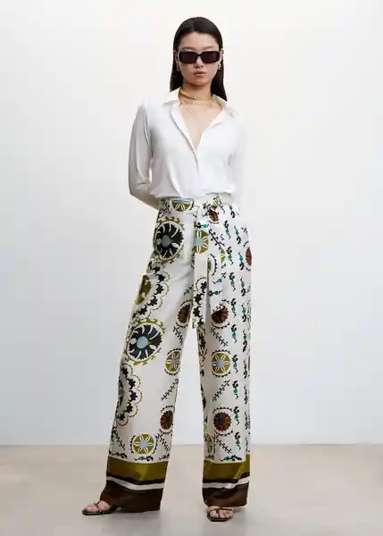 Pantalón Córdoba Off White Talla 44 Mujer Mango