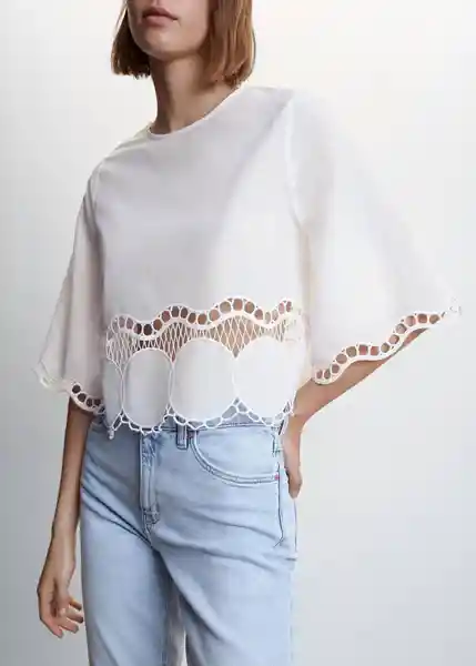 Blusa Sun Blanco Talla XL Mujer Mango