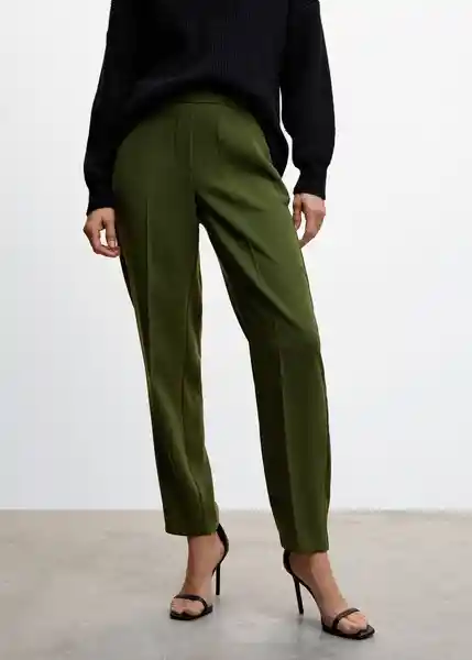 Pantalón Semiflu Verde Talla S Mujer Mango