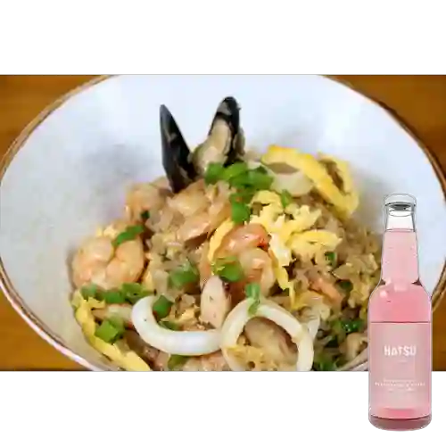 Arroz Chaufa Mariscos +Hatsu Frambuesa&Rosas 300ml