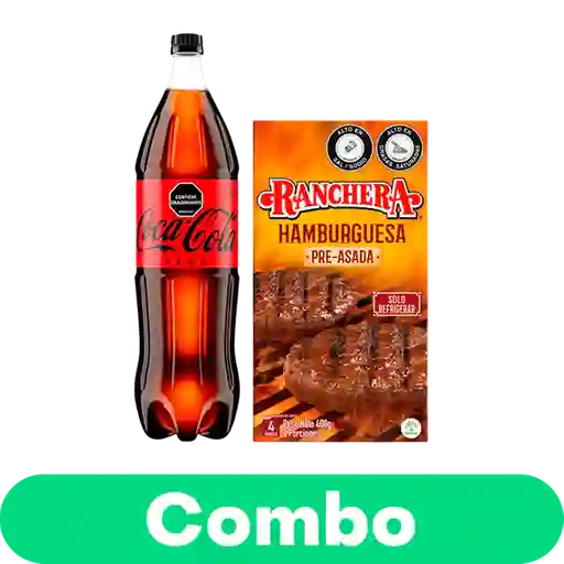 Combo Ranchera Carne Para Hamburguesa + Coca-Cola Zero 1.5L