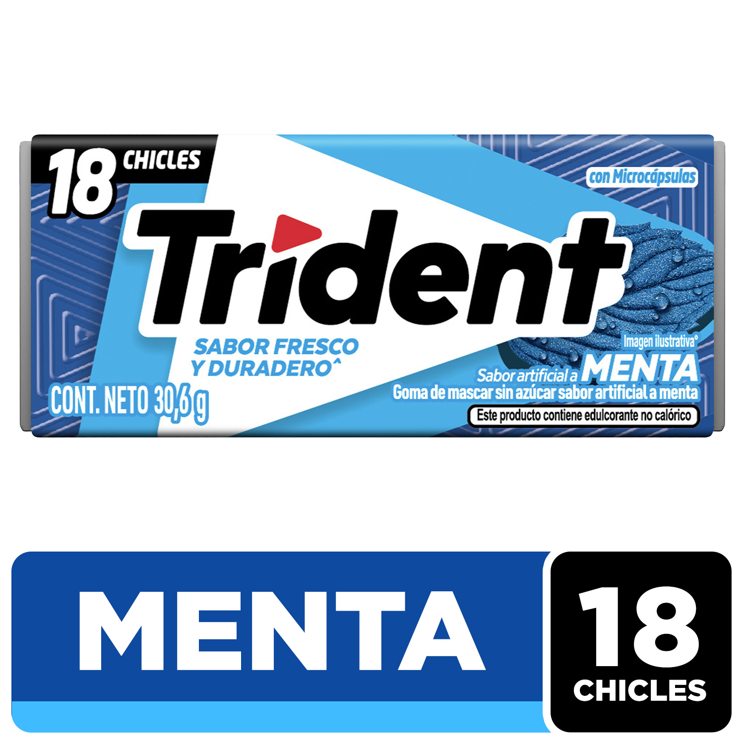Chicle Trident Sin Azúcar Sabor Menta 18 Und