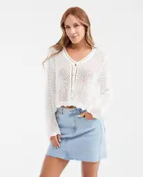Cardigan Lace Crudo Porcelana Claro Talla L Chevignon