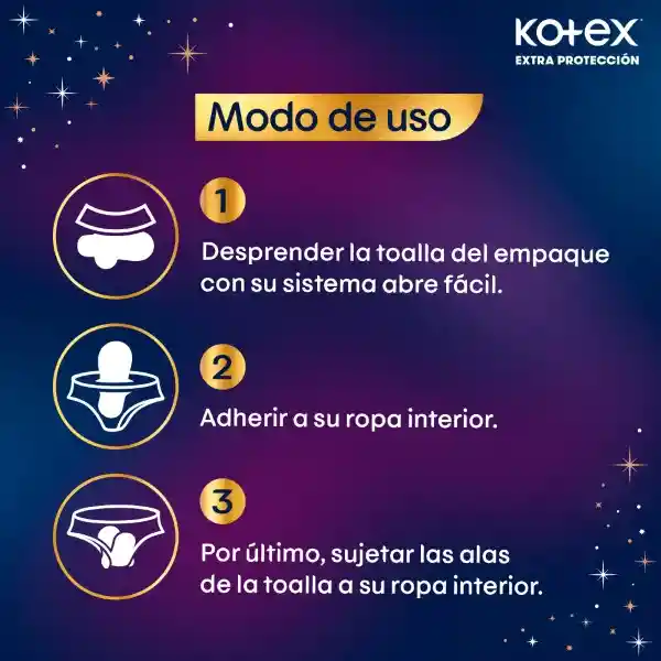 Toallas Nocturnas Largas Kotex Extra Protección 20 Und