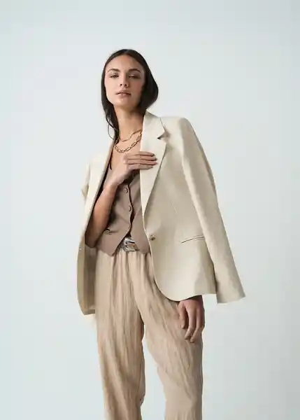 Blazer Mujer Beige Polvillo Medio Talla M 522G073 Naf Naf