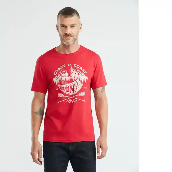 Camiseta Boat Text Hombre Rojo Medio Talla S Chevignon