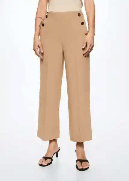 Pantalón Dorado Camel Talla M Mujer Mango