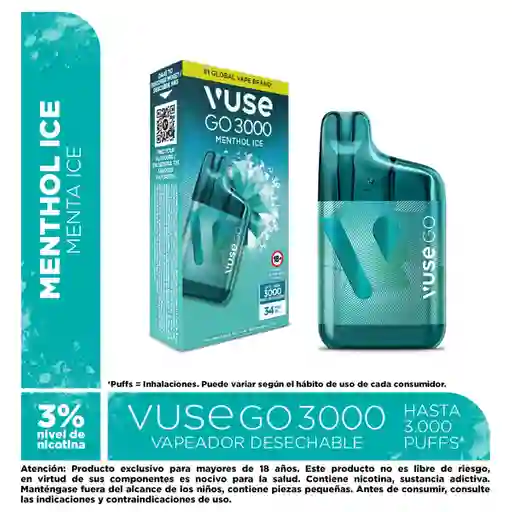 Vuse Go Vapeador Menthol Ice 3000 Puffs