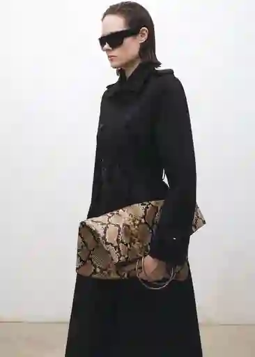Abrigo Trench Eiffel Negro Talla XS Mujer Mango