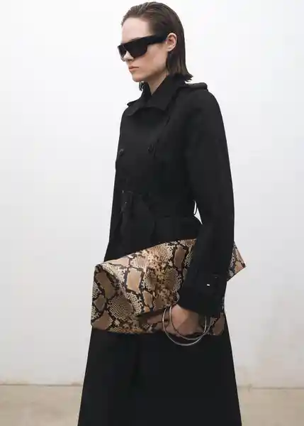 Abrigo Trench Eiffel Negro Talla XS Mujer Mango