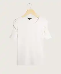 Camiseta Manga Corta Unicolor Con Ruche