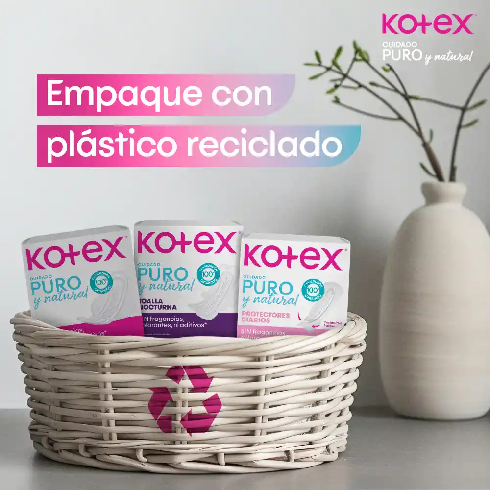 Toalla Higiénicas Kotex Puro y Natural 24 Und