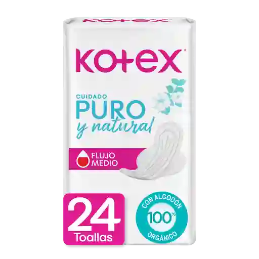 Toallas Higiénicas Kotex Cuidado Puro y Natural 