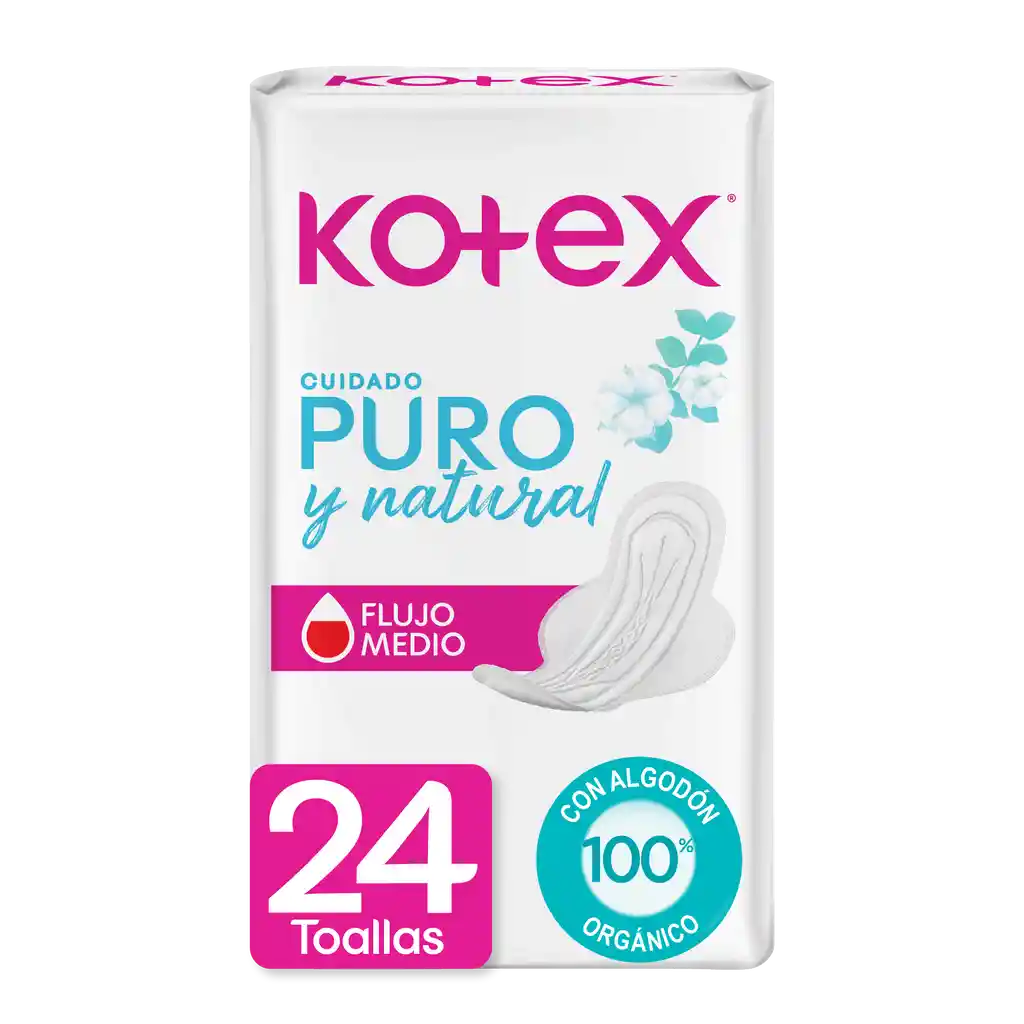 Toallas Higiénicas Kotex Cuidado Puro y Natural 