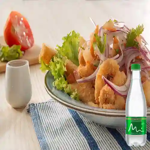 Combo Jalea de Mariscos + Manantial con Gas 600 ml