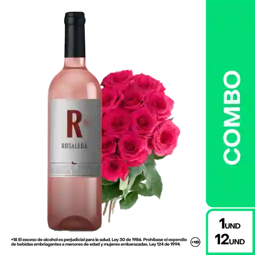 Combo Rosaleda Vino Rosado Cabernet Sauvignon + Bouquet Rosas