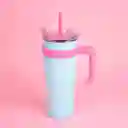 Vaso de Acero Con Pitillo Menta y Rosa 1600 mL Miniso