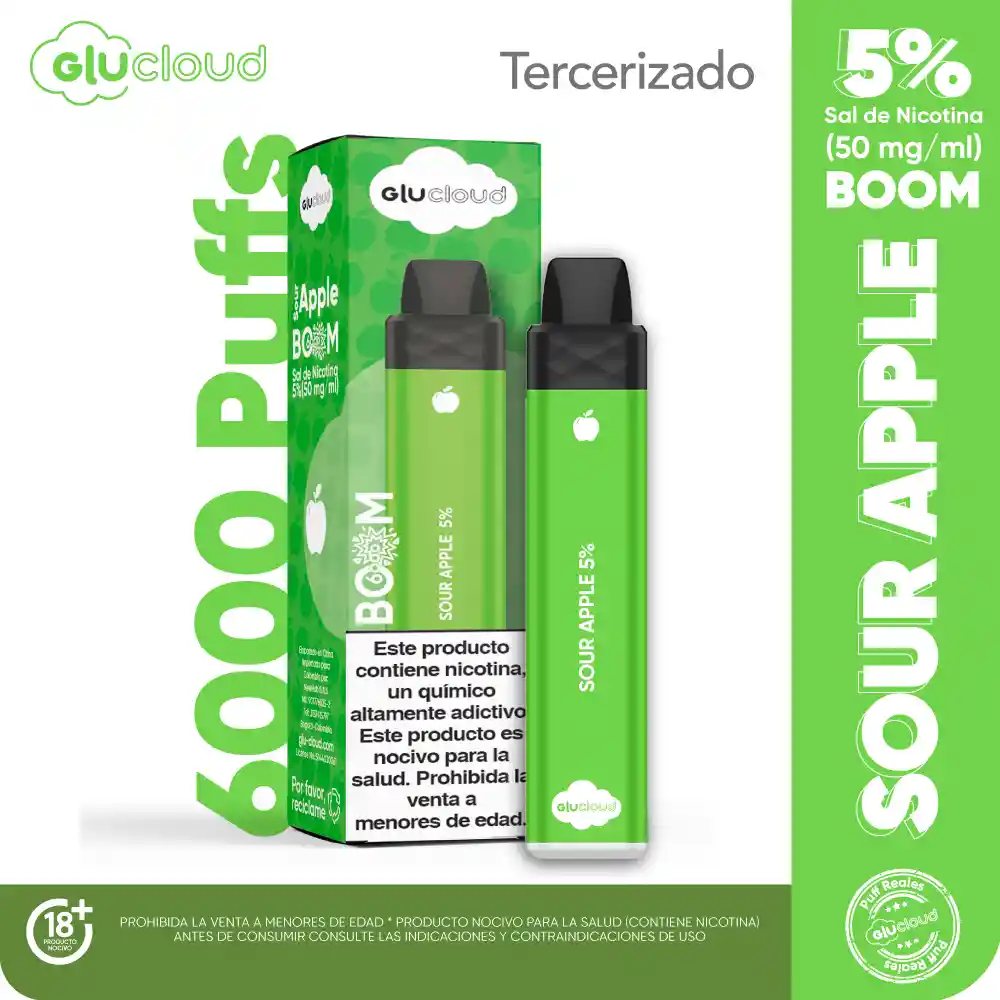 Glucloud Vape Sour Apple Boom / 6000 Puff