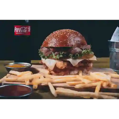 Burguer de Pollo + Papas + Gaseosa 250ml