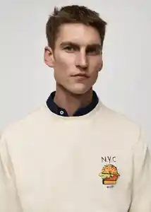 Buzo Sudadera Burger Crudo Talla M Hombre Mango