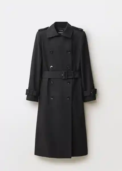 Abrigo Trench Eiffel Negro Talla 24 Mujer Mango
