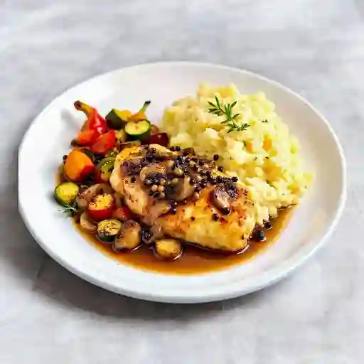 Suprema en Salsa de Pimienta y Hongos