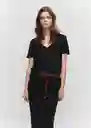 Camiseta Vispi Negro Talla XS Mujer Mango
