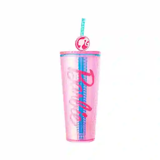 Vaso Plástico Doble Pared Con Pitillo Serie Barbie 775 mL Miniso