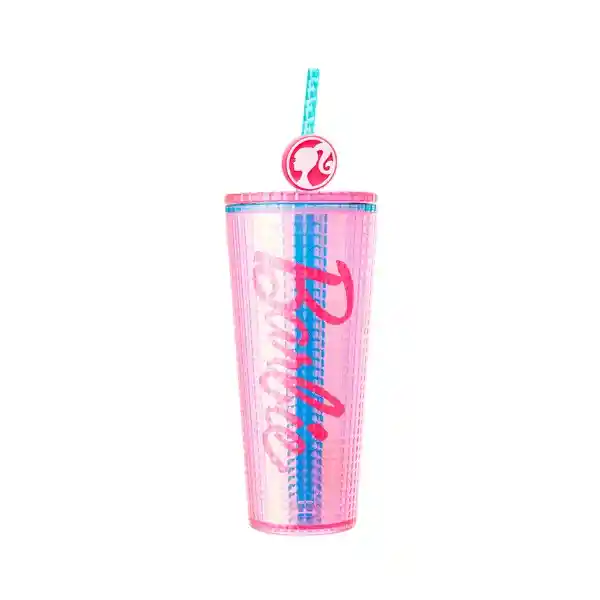 Vaso Plástico Doble Pared Con Pitillo Serie Barbie 775 mL Miniso