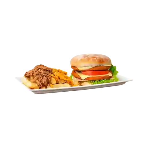 Hamburguesa Doble Apanada & Papas Mixtas