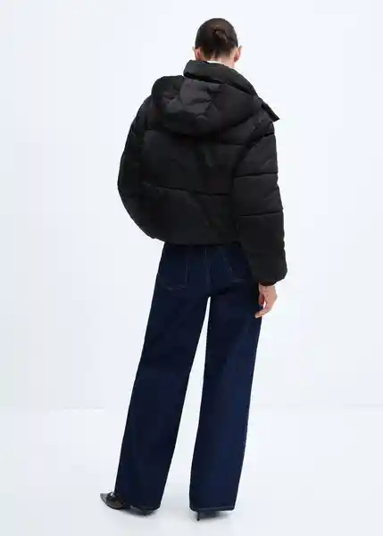 Abrigo Anorak Satini Negro Talla M Mujer Mango
