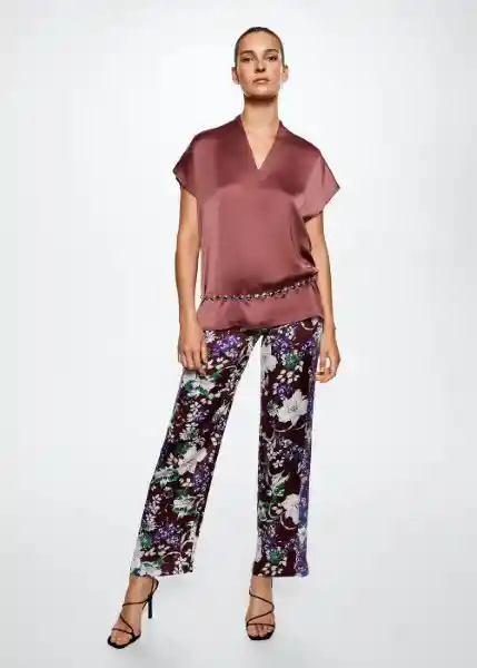 Blusa Cristal-A Vino Talla L Mujer Mango