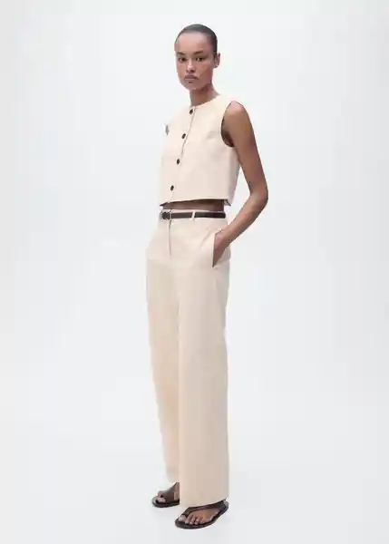 Pantalón Padua Crudo Talla 36 Mujer Mango