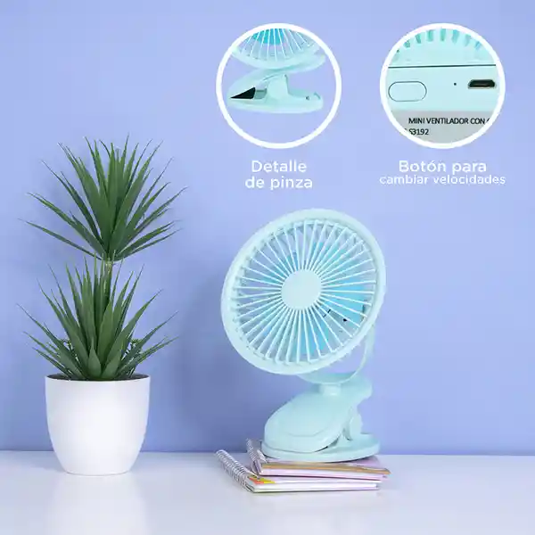 Ventilador de Escritorio Mini Con Clip Azul Miniso