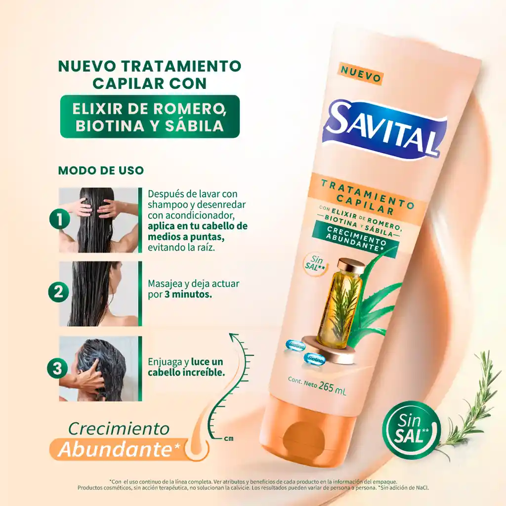 Mascarilla Savital Elixir de Romero Biotina y Sávila 265 mL
