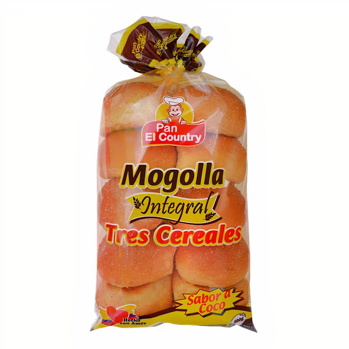 Pan El Country Mogolla Integral Tres Cereales Sabor a Coco 400 g