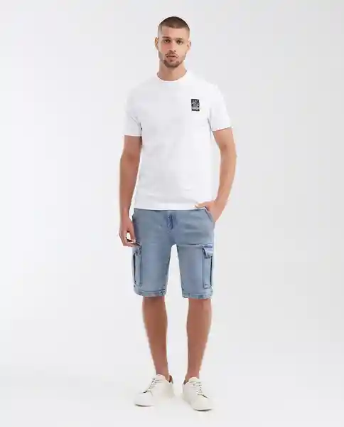 Bermuda Tipo Cargo Azul Cristalino Claro Talla 32 Chevignon